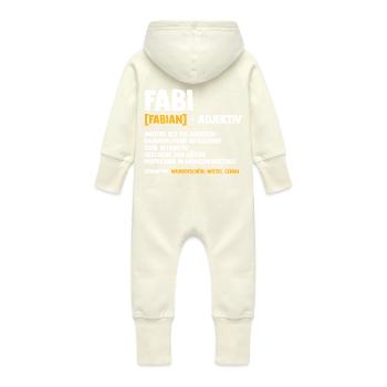 Fabien - Grenouillère à capuche bio en molleton Bébé - vanille - Dos