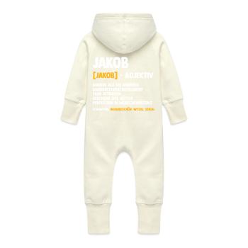 Jacob - Grenouillère à capuche bio en molleton Bébé - vanille - Dos