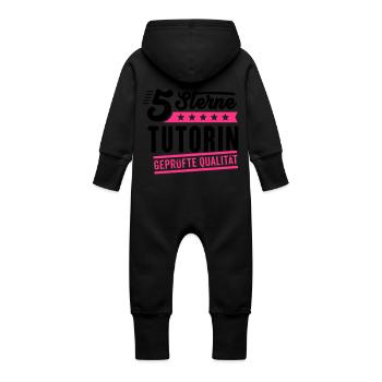 5Sterne Tutorin - Baby Bio Sweat Overall mit Kapuze - Schwarz - Hinten