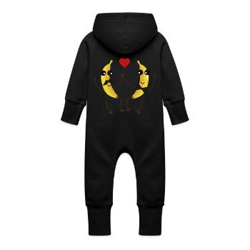 Die Bananen-Liebhaber - Baby Bio Sweat Overall mit Kapuze - Schwarz - Hinten