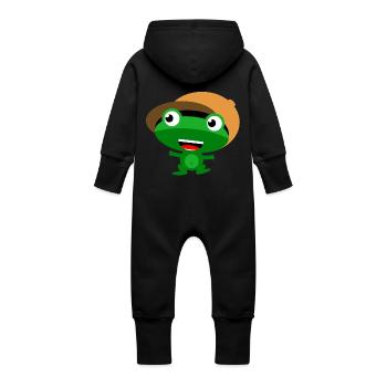 Der clevere Frosch - Baby Bio Sweat Overall mit Kapuze - Schwarz - Hinten