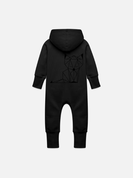 Fox - Baby Organic Sweat Overalls With Hood - black