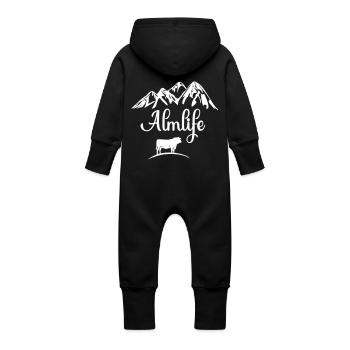 Alm Cow Mountains Mountain Tirol Switzerland Bavaria Alb Allgäu - Baby Organic Sweat Overalls With Hood - vanilla - Back