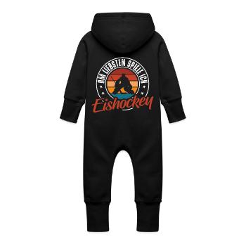 Eishockey - Baby Bio Sweat Overall mit Kapuze - Schwarz - Hinten