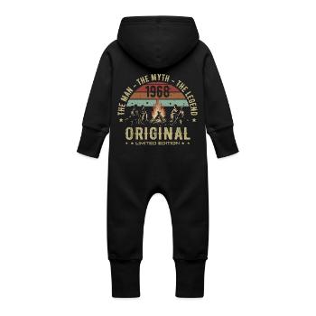 Legendary Since 1968 | Men's 57th Anniversary - Baby Organic Sweat Overalls With Hood - black - Back