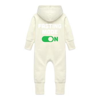 Fasting Mode On - Baby Organic Sweat Overalls With Hood - vanilla - Back