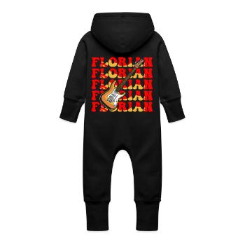 Florian - Baby Organic Sweat Overalls With Hood - black - Back