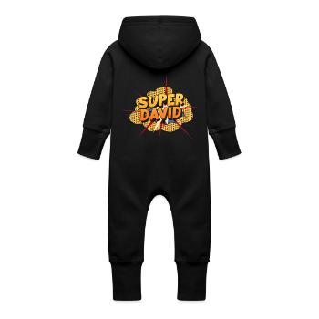 David - Baby Bio Sweat Overall mit Kapuze - Schwarz - Hinten