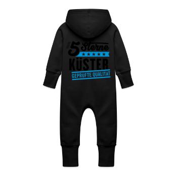 5Sterne Küster - Baby Bio Sweat Overall mit Kapuze - Schwarz - Hinten
