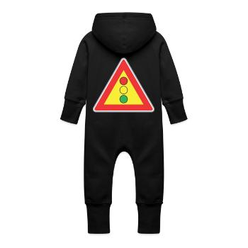 Verkehrsschild Licht - Baby Bio Sweat Overall mit Kapuze - Schwarz - Hinten