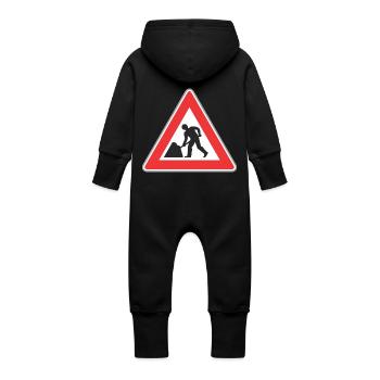 Road sign way reapir - Baby Organic Sweat Overalls With Hood - vanilla - Back