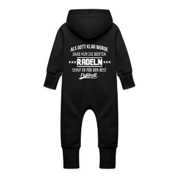 Als Gott klar wurde - RADELN - Baby Bio Sweat Overall mit Kapuze - Schwarz - Hinten