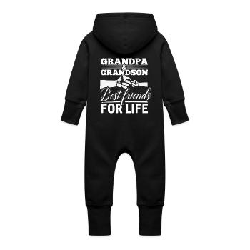 Grand-père et petit-fils - les meilleurs amis pour la vie - Grenouillère à capuche bio en molleton Bébé - noir - Dos
