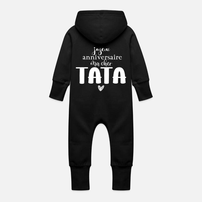 joyeux anniversaire ma cher TATA - Grenouillère à capuche bio en molleton Bébé - noir