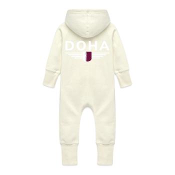 Doha Design – Élégant et unique - Grenouillère à capuche bio en molleton Bébé - vanille - Dos