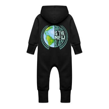 Le vert est la nouvelle planète noire Jour de la Terre - Grenouillère à capuche bio en molleton Bébé - noir - Dos