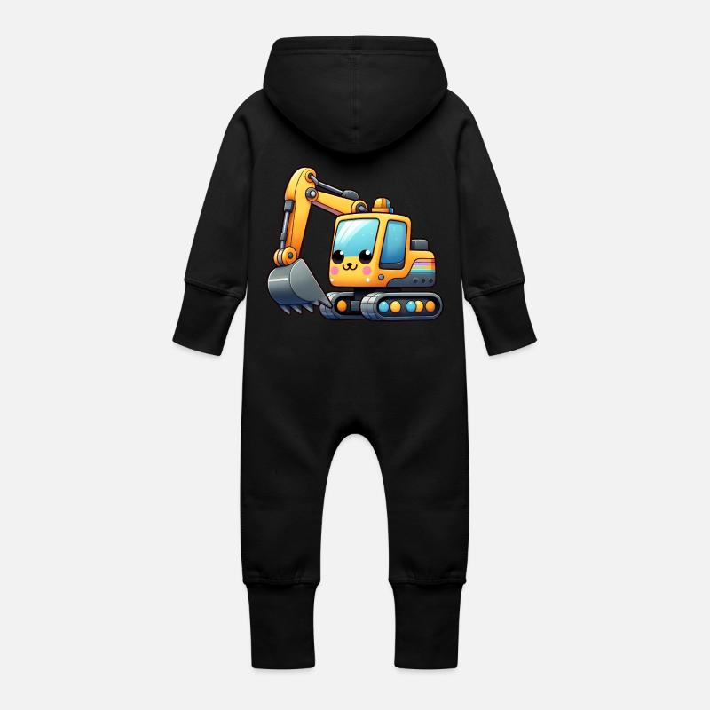 Excavatrice pour enfants - Grenouillère à capuche bio en molleton Bébé - noir