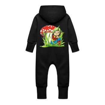 Gut Behütet - Wichtel - Baby Bio Sweat Overall mit Kapuze - Schwarz - Hinten