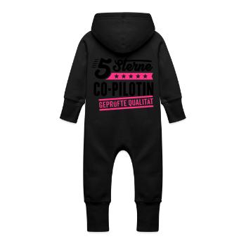 5Sterne Co-Pilotin - Baby Bio Sweat Overall mit Kapuze - Schwarz - Hinten