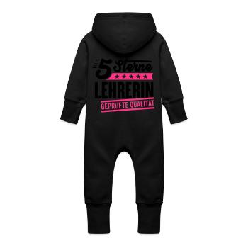 5Sterne Lehrerin - Baby Bio Sweat Overall mit Kapuze - Schwarz - Hinten