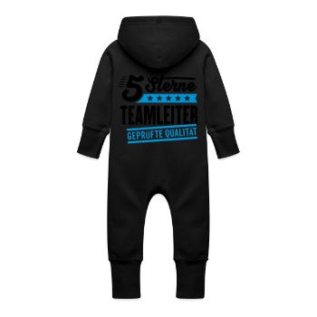 5Sterne Teamleiter - Baby Bio Sweat Overall mit Kapuze - Schwarz - Hinten