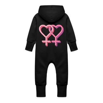 Homosexuelle Ehe - Baby Bio Sweat Overall mit Kapuze - Schwarz - Hinten