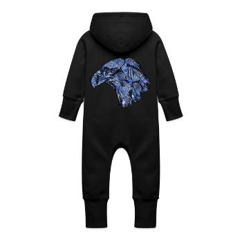 Adler - Baby Bio Sweat Overall mit Kapuze - Schwarz - Hinten