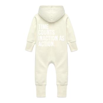 time counts inaction as action - Baby Organic Sweat Overalls With Hood - vanilla - Back