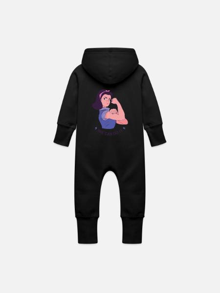 We can do it - Baby Bio Sweat Overall mit Kapuze - Schwarz