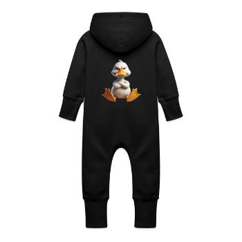 Duck grim 1 - Baby Organic Sweat Overalls With Hood - vanilla - Back