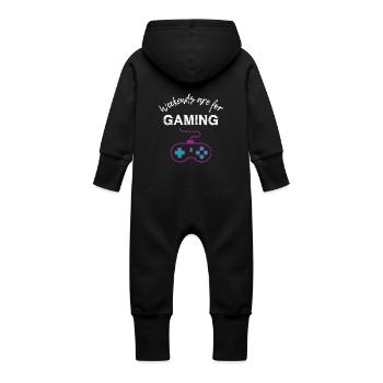 Les week-ends sont pour les jeux - Grenouillère à capuche bio en molleton Bébé - vanille - Dos