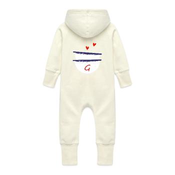 Lettre G bols breton - Grenouillère à capuche bio en molleton Bébé - vanille - Dos
