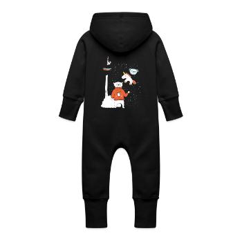 Berlin Ours | L'hiver à la tour de télévision | peu publique - Grenouillère à capuche bio en molleton Bébé - noir - Dos