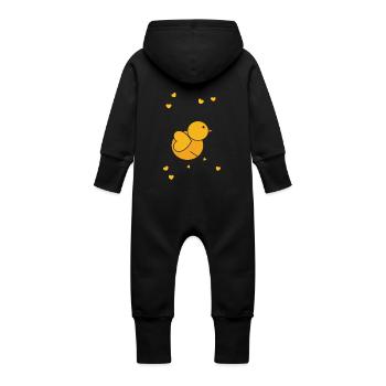 Kleines Kücken - Baby Bio Sweat Overall mit Kapuze - Schwarz - Hinten