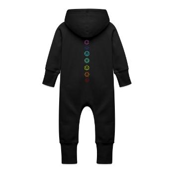 Seven chakras - Baby Organic Sweat Overalls With Hood - black - Back