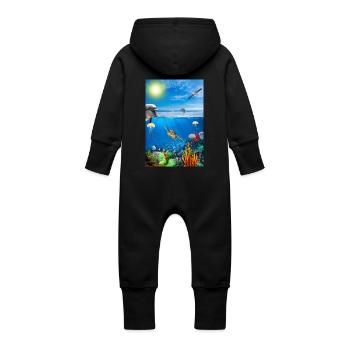 Riff unter Wasser - Baby Bio Sweat Overall mit Kapuze - Schwarz - Hinten
