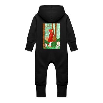 Enchanted Forest - Baby Organic Sweat Overalls With Hood - black - Back