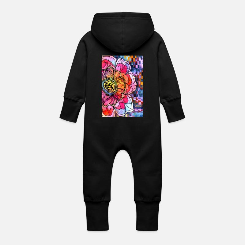 Fleur - Grenouillère à capuche bio en molleton Bébé - noir