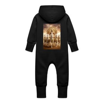 Char divin du soleil - Grenouillère à capuche bio en molleton Bébé - noir - Dos