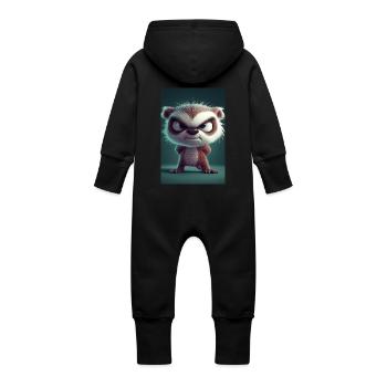 Dessin Animé Paresseux Attitude - Grenouillère à capuche bio en molleton Bébé - noir - Dos