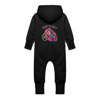 Mommy's little rock climber - baby climber - Baby Organic Sweat Overalls With Hood - black - Back