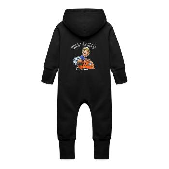 Der kleine Kletterer des Vatis - Babybergsteiger - Baby Bio Sweat Overall mit Kapuze - Schwarz - Hinten