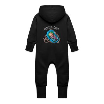 Daddy's little rock climber - baby climber - Baby Organic Sweat Overalls With Hood - black - Back