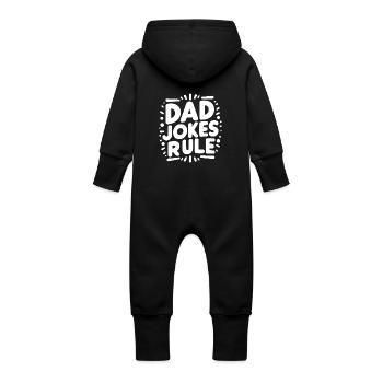 Les blagues de papa règnent - Grenouillère à capuche bio en molleton Bébé - vanille - Dos