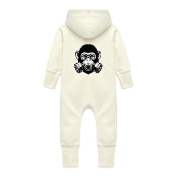 Affen-Gasmaske - Baby Bio Sweat Overall mit Kapuze - Vanille-Milchshake - Hinten