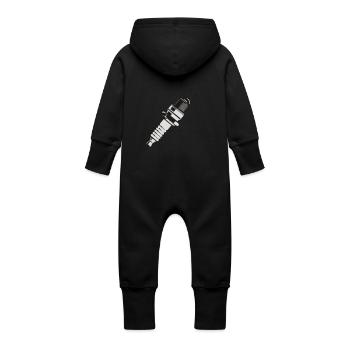 Spark plug - Baby Organic Sweat Overalls With Hood - black - Back