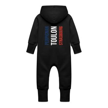 Perpignan Toulon Strasbourg franz. Kindergeschenk - Baby Bio Sweat Overall mit Kapuze - Schwarz - Hinten