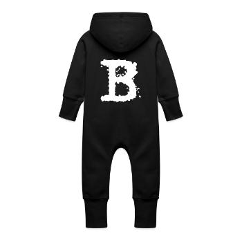 B - Baby Organic Sweat Overalls With Hood - black - Back
