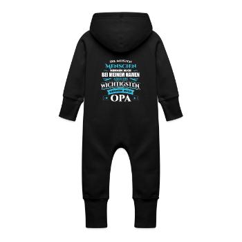 Opa Großvater Opi Name - Baby Bio Sweat Overall mit Kapuze - Schwarz - Hinten