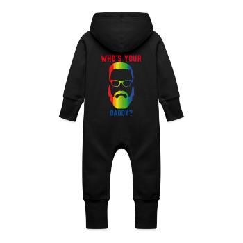 WHO'S YOUR DADDY? - Baby Bio Sweat Overall mit Kapuze - Schwarz - Hinten